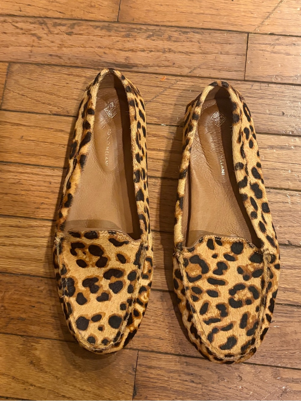 Antonio Melani Real Bovine Hair Upper Leather Cheetah Loafer Flats Sz 8.5